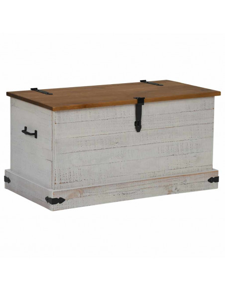 Cassapanca HALDEN Bianco 91x48x47 cm in Legno Massello di Pino