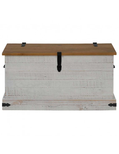 Cassapanca HALDEN Bianco 91x48x47 cm in Legno Massello di Pino