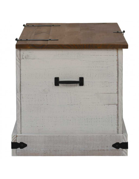 Cassapanca HALDEN Bianco 91x48x47 cm in Legno Massello di Pino