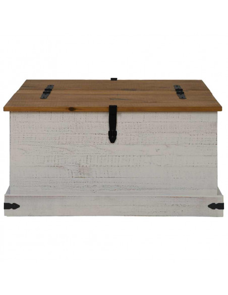 Cassapanca HALDEN Bianco 91x91x47 cm in Legno Massello di Pino