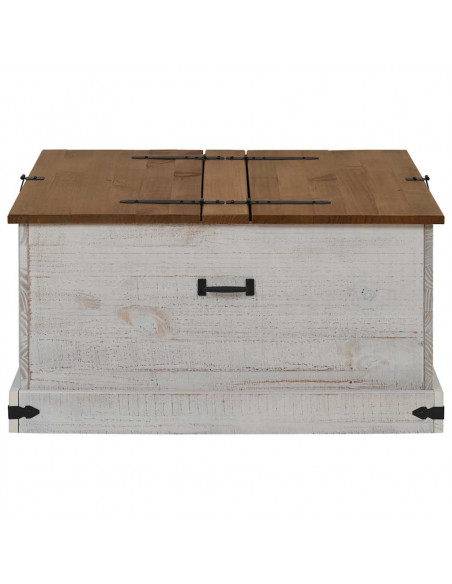 Cassapanca HALDEN Bianco 91x91x47 cm in Legno Massello di Pino