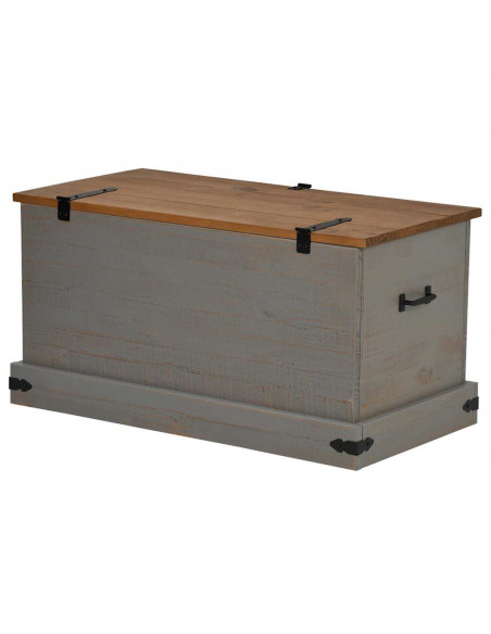 Cassapanca HALDEN Grigio 91x48x47 cm in Legno Massello di Pino