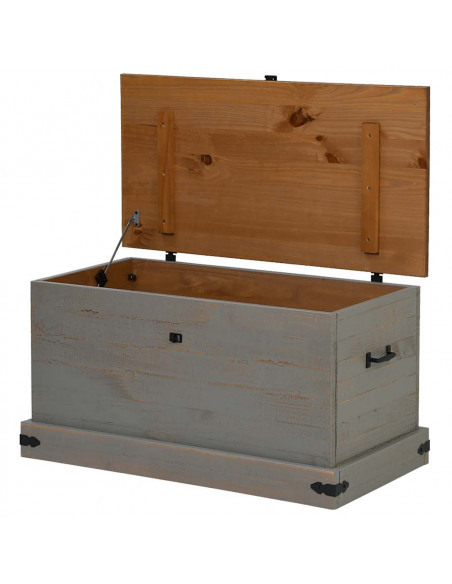 Cassapanca HALDEN Grigio 91x48x47 cm in Legno Massello di Pino