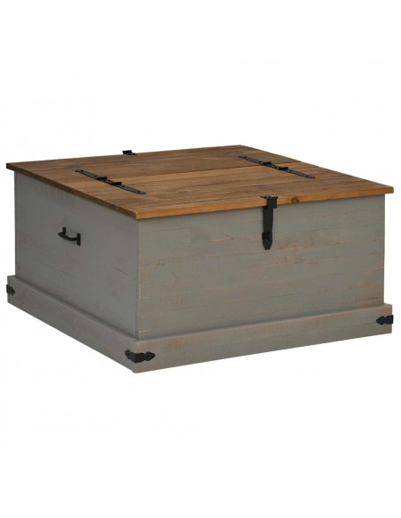 Cassapanca HALDEN Grigio 91x91x47 cm in Legno Massello di Pino
