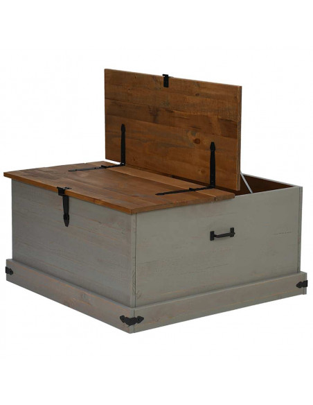 Cassapanca HALDEN Grigio 91x91x47 cm in Legno Massello di Pino