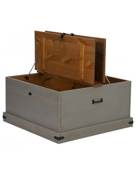 Cassapanca HALDEN Grigio 91x91x47 cm in Legno Massello di Pino
