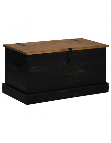 Cassapanca HALDEN Nero 91x48x47 cm in Legno Massello di Pino