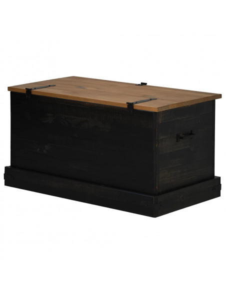 Cassapanca HALDEN Nero 91x48x47 cm in Legno Massello di Pino