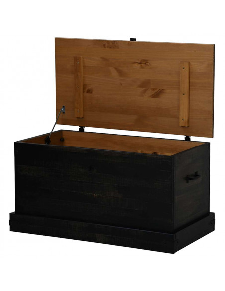 Cassapanca HALDEN Nero 91x48x47 cm in Legno Massello di Pino
