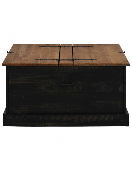 Cassapanca HALDEN Nero 91x91x47 cm in Legno Massello di Pino