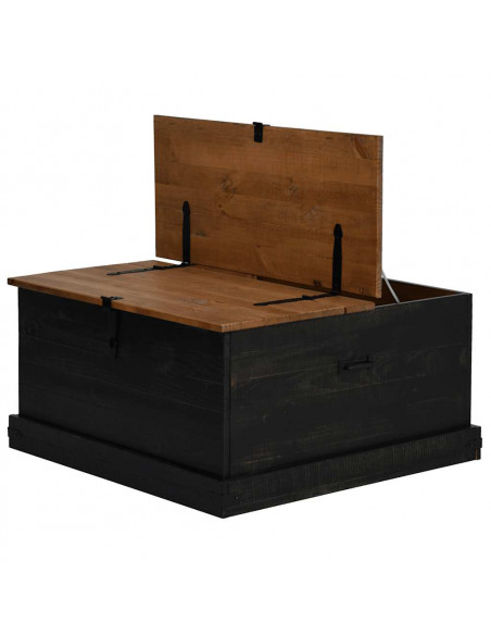 Cassapanca HALDEN Nero 91x91x47 cm in Legno Massello di Pino
