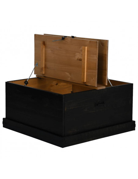 Cassapanca HALDEN Nero 91x91x47 cm in Legno Massello di Pino