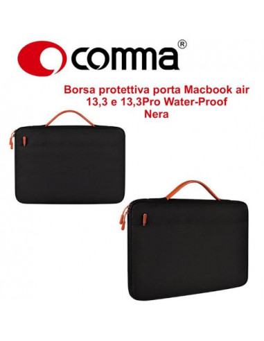 Comma Borsa protettiva Macbook air 13,3 e 13,3Pro Water-Proof Nera