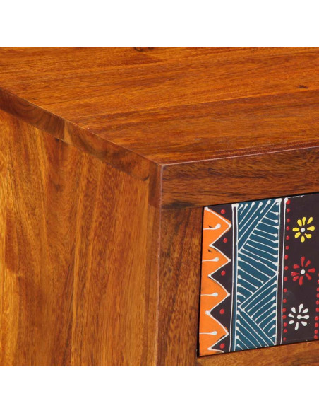 Comodini 2 pz 40x35x45 cm in Legno Massello di Acacia