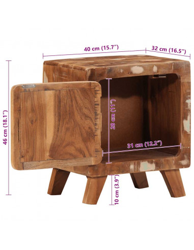Comodini 2pz 40x32x46 cm in Legno Massello di Recupero