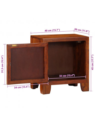 Comodino 40x30x45 cm in Legno Massello di Acacia