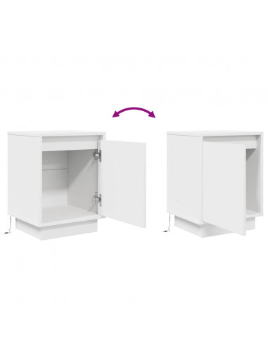 Comodino con Luci a LED Bianco 38x34x50 cm