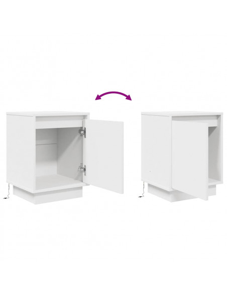 Comodino con Luci a LED Bianco 38x34x50 cm