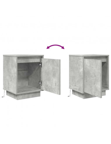 Comodino con Luci LED Grigio Cemento 38x34x50 cm