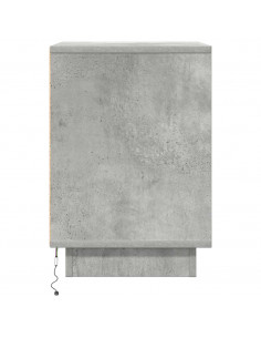 Comodino con Luci LED Grigio Cemento 38x34x50 cm