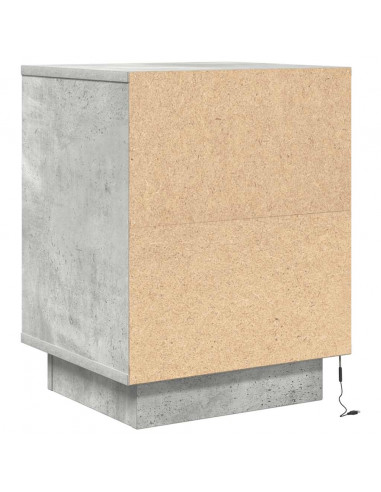 Comodino con Luci LED Grigio Cemento 38x34x50 cm