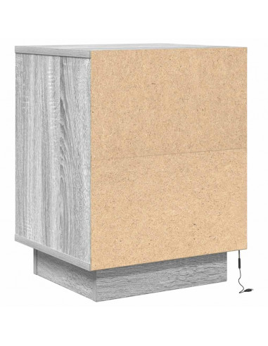 Comodino con Luci LED Grigio Sonoma 38x34x50 cm