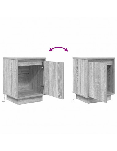 Comodino con Luci LED Grigio Sonoma 38x34x50 cm