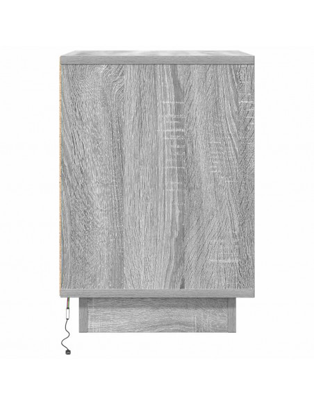 Comodino con Luci LED Grigio Sonoma 38x34x50 cm