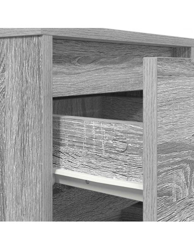 Comodino con Luci LED Grigio Sonoma 38x34x50 cm