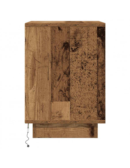 Comodino con Luci LED Legno Antico 38x34x50 cm