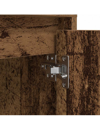 Comodino con Luci LED Legno Antico 38x34x50 cm