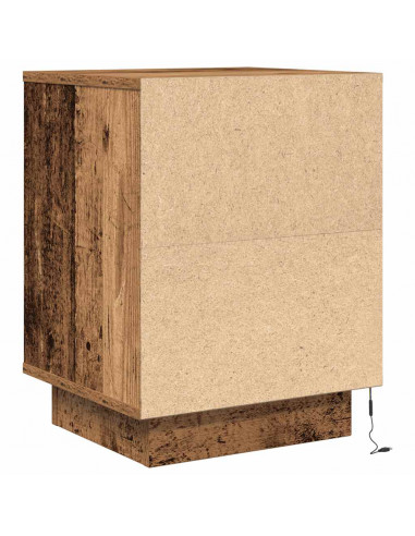 Comodino con Luci LED Legno Antico 38x34x50 cm