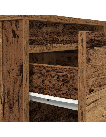 Comodino con Luci LED Legno Antico 38x34x50 cm