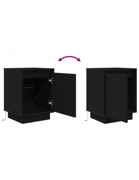 Comodino con Luci LED Nero 38x34x50 cm
