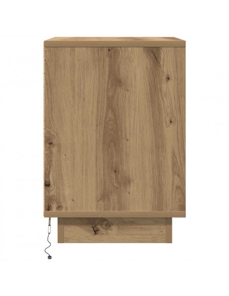 Comodino con Luci LED Rovere Artigianale 38x34x50 cm