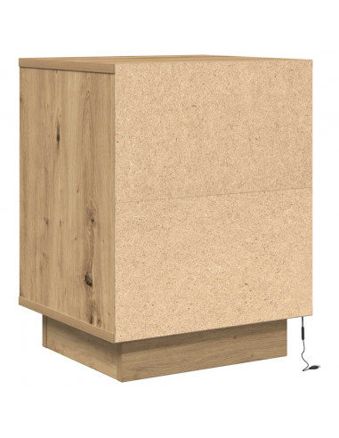 Comodino con Luci LED Rovere Artigianale 38x34x50 cm