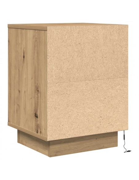 Comodino con Luci LED Rovere Artigianale 38x34x50 cm