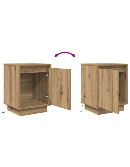Comodino con Luci LED Rovere Artigianale 38x34x50 cm