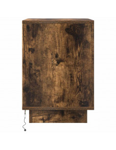 Comodino con Luci LED Rovere Fumo 38x34x50 cm