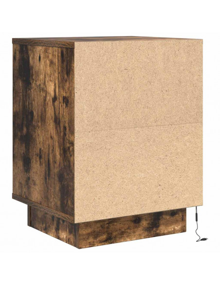 Comodino con Luci LED Rovere Fumo 38x34x50 cm