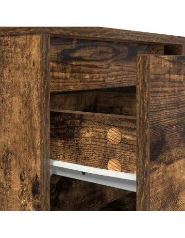 Comodino con Luci LED Rovere Fumo 38x34x50 cm