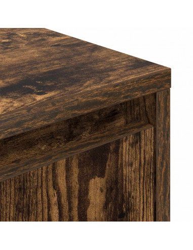 Comodino con Luci LED Rovere Fumo 38x34x50 cm