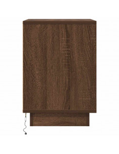 Comodino con Luci LED Rovere Marrone 38x34x50 cm