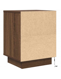 Comodino con Luci LED Rovere Marrone 38x34x50 cm 2