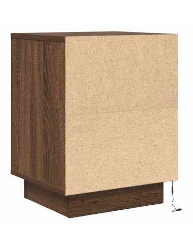 Comodino con Luci LED Rovere Marrone 38x34x50 cm