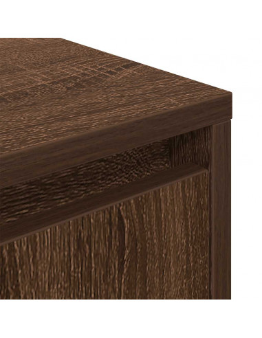 Comodino con Luci LED Rovere Marrone 38x34x50 cm