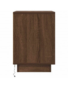 Comodino con Luci LED Rovere Marrone 38x34x50 cm