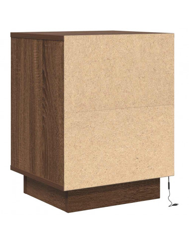 Comodino con Luci LED Rovere Marrone 38x34x50 cm
