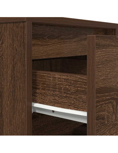 Comodino con Luci LED Rovere Marrone 38x34x50 cm