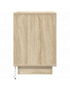 Comodino con Luci LED Rovere Sonoma 38x34x50 cm